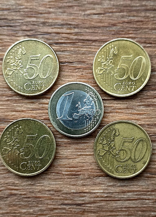 Монети євро         набір 4шт.3 фото