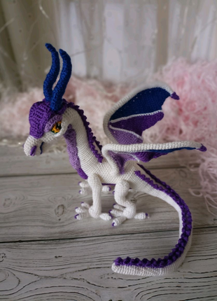Іграшка ручної роботи "дракон із крилами" (в'язаний).10 фото