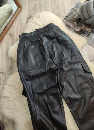Джоггеры экокожа с карманами свободные брюки брючины кожу эко эко-кож зам брюки высокая посадка9 фото