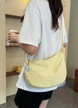 Лимонная нейлоновая сумка. сумочка для девушки. шоппер. сумка для прогулок. сумка женская повседневная.