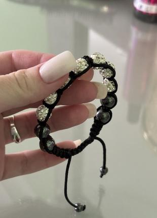 Браслет shamballa swarovski белый2 фото