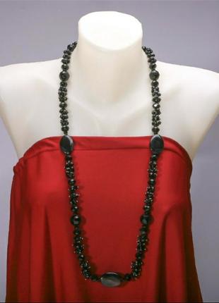 Довгі намиста, чеський кришталь, агат асорті