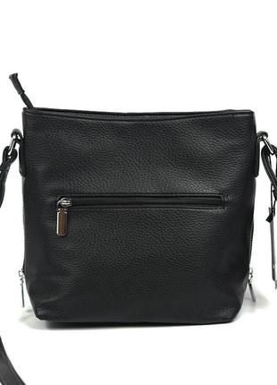 Черная женская молодежная модная мягкая сумка кросс боди средняя через плечо на молнии8 фото