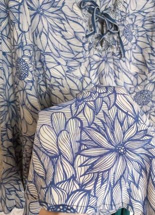Блуза блузка узор принт длинный рукав супер легкая5 фото