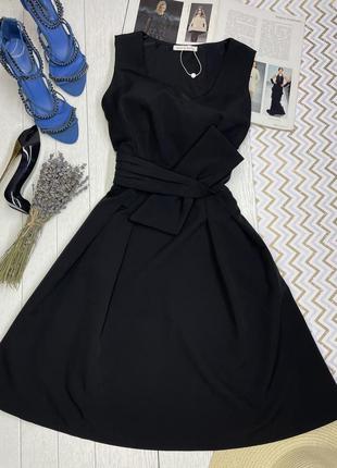 Новое чёрное короткое платье s платье клёш пышное платье с бантом