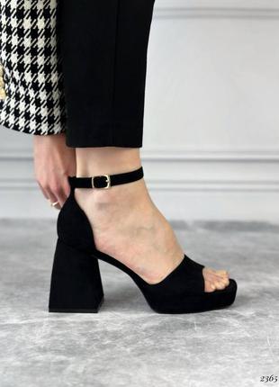 Черные женские босоножки на каблуке каблуке замшевые босоножки на каблуке