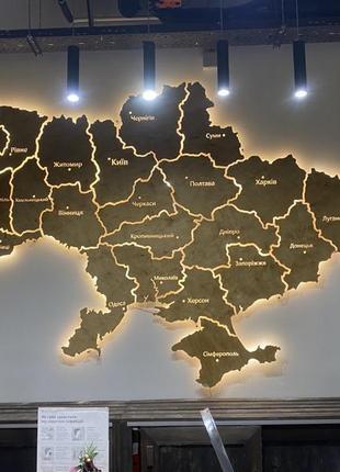 Карта україни на акрилі з підсвіткою між областями nut 150*100см2 фото