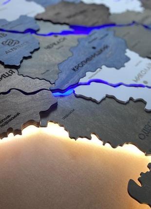Карта україни з підсвіткою річок колір loft river 150*100 см3 фото