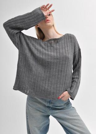 Серый полупрозрачный свитер2 фото