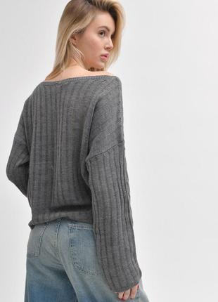 Серый полупрозрачный свитер6 фото