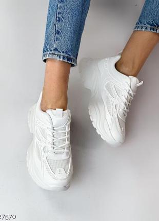 Белые очень крутые кроссовки эко5 фото