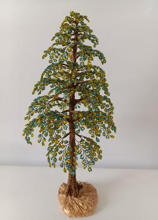 Желто-голубое дерево из бисера (рубки)2 фото