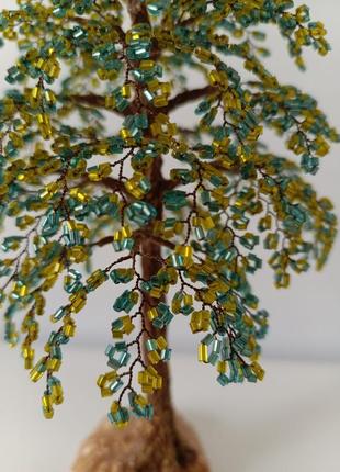 Желто-голубое дерево из бисера (рубки)5 фото
