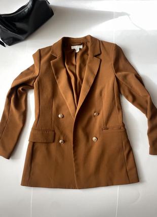 Піджак коричневий, h&m жакет, розмір s2 фото