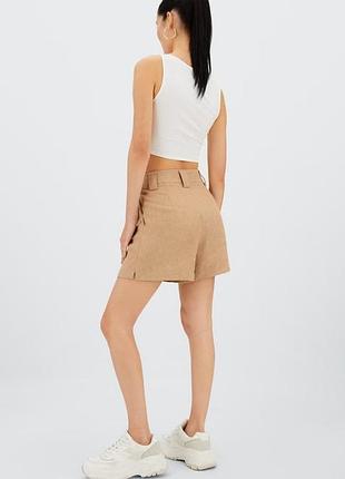 Stradivarius шорты бермуды из смеси льна и хлопка3 фото