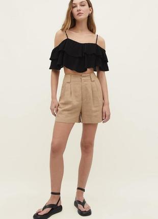 Stradivarius шорты бермуды из смеси льна и хлопка4 фото