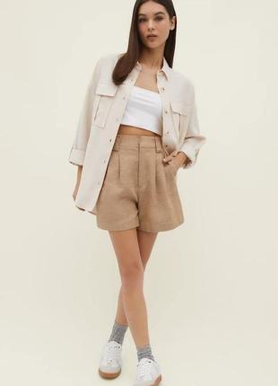 Stradivarius шорты бермуды из смеси льна и хлопка2 фото