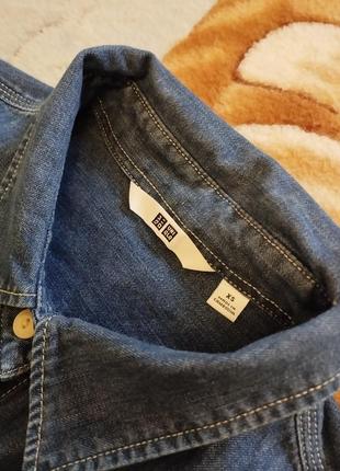 Женская оверсайз джинсовая рубашка uniqlo6 фото