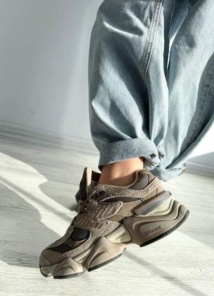 Женские кроссовки бежевые с коричневым nb 9060 beige brown2 фото