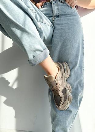 Женские кроссовки бежевые с коричневым nb 9060 beige brown3 фото