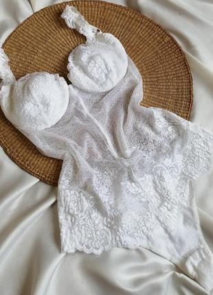 Винтажный белоснежный боди