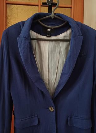 Піджак синій, жакет діловий, жіночй, стильний, класичний бренд h&m3 фото