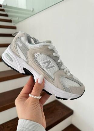 Женские текстильные кроссовки new balance 530 white beige grey1 фото