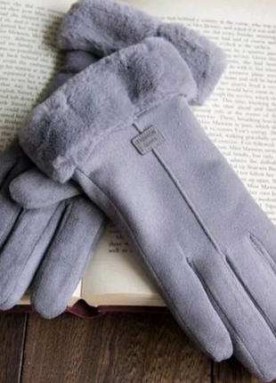 Жіночі теплі рукавички перчатки із штучного хутра2 фото