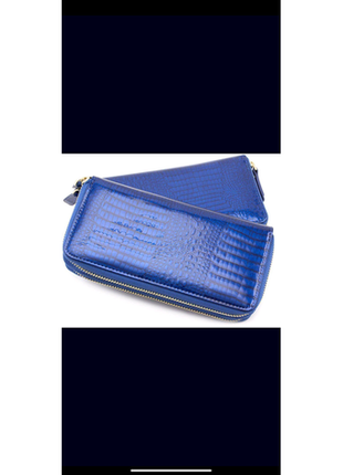 Жіночий синій шкіряний гаманець-клатч st s5001a1 фото