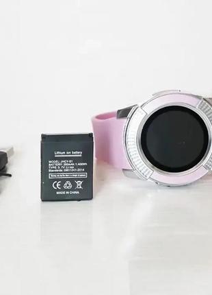 Часы smart watch v8 розовый с камерой и sim-картой5 фото