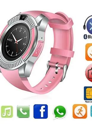 Часы smart watch v8 розовый с камерой и sim-картой6 фото