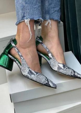 Эксклюзивные туфли из итальянской кожи и замши женские на каблуке8 фото