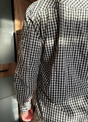 Рубашка рубашка в клетку мужская м-l хлопок черно-белая3 фото