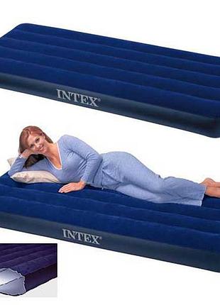 Односпальний надувний матрац інтенекс 191 см×76 см×25 см intex 68