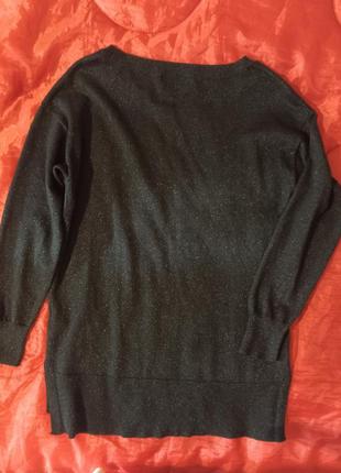 Тонкий джемпер/свитшот/свитер оверсайз черношо цвета с люрексовой нитью от f&amp;f9 фото