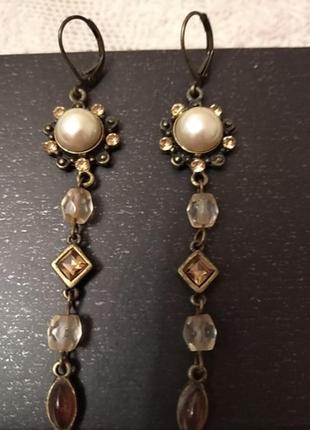 Серьги подвесы винтаж жемчуг