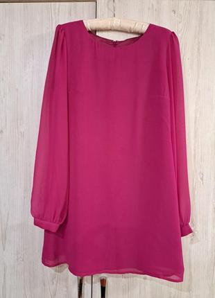 Шифоновое платье малиновый розовый цвет1 фото