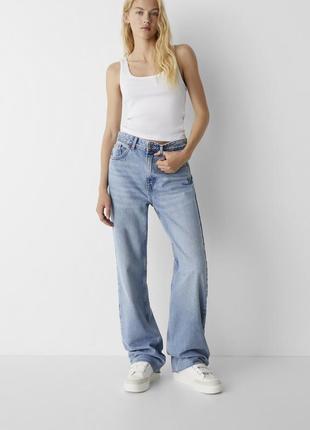 Джинси pull&bear pull and bear straight high waist прямі висока посадка довгі full lenght wide leg