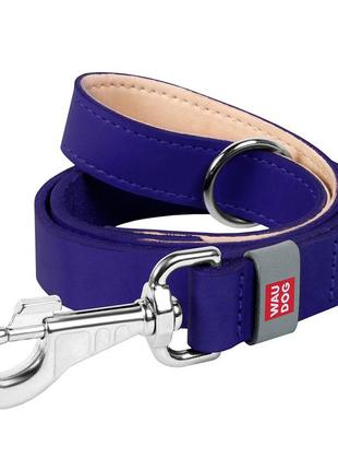 Поводок для собак кожаный waudog classic, ш 20 мм, дл 122 см фиолетовый