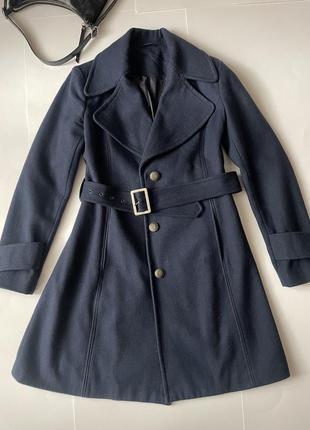 Пальто шерстяное синее orsay, размер s1 фото
