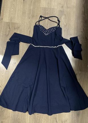 Праздничное красивое платье с поясом, стразами2 фото