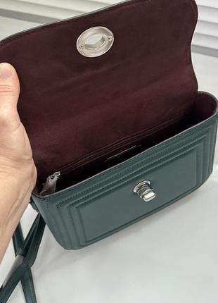 Зеленая кожаная сумка marlie top handle green coach5 фото