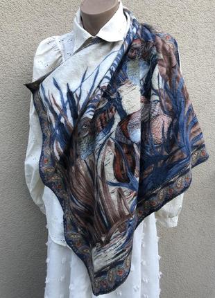 Винтаж,шерсть,красивая косынка,платок в принт,эксклюзив,