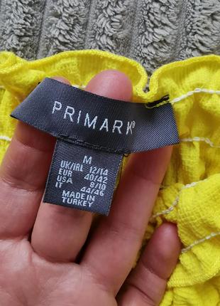 Топ primark жовтий короткий на бретелях жатка майка8 фото