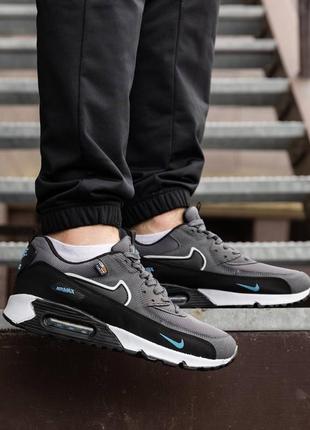 Р.40-44 кроссовки nike air max 90 grey blue nk0383 фото