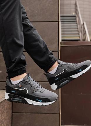 Р.40-44 кроссовки nike air max 90 grey blue nk0387 фото