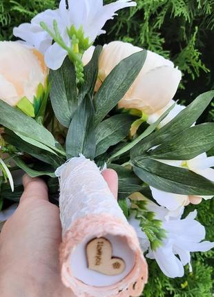 Букет невесты в бело-кремовых тонах. " цветочная ваниль". букет дублер.3 фото