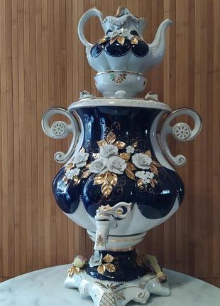 Фарфоровый самовар.кобальт