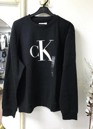 Толстовка свитшот с флисом с монограммой и круглым вырезом calvin klein