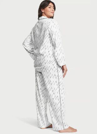 Фланелевая длинная пижама белая с надписями victoria's secret2 фото